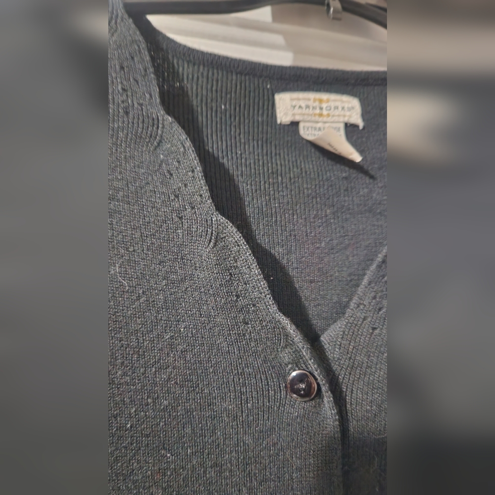 Yarnworks Black Button Up Sweater, Size XL - Picture 3 of 5